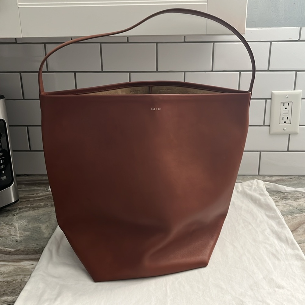 The Row Large N/S Park Tote Bag in Saddle Leather